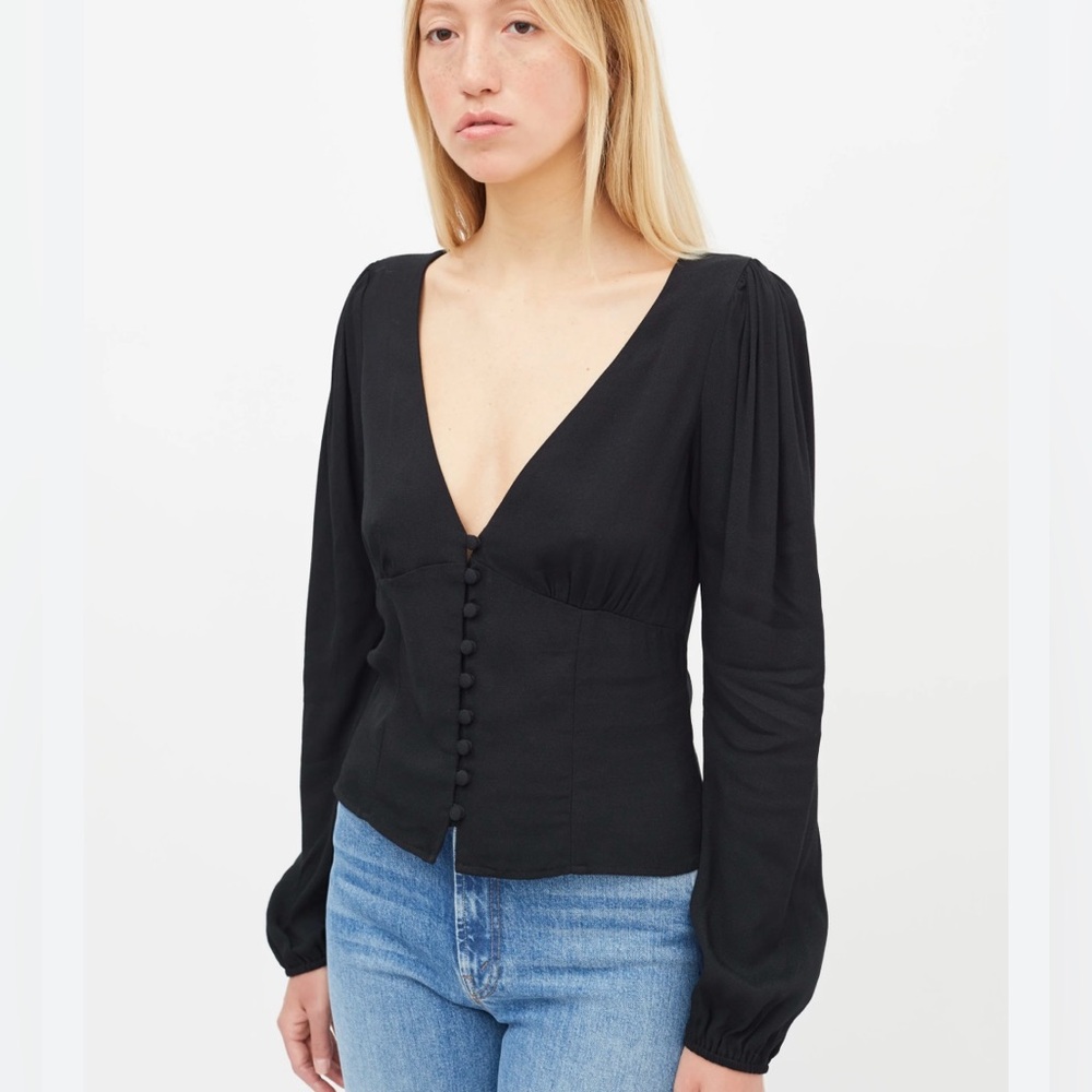 Reformation Black Nell Long Sleeve Top